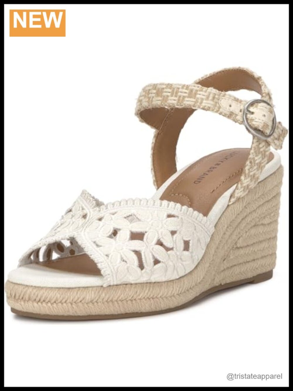 Coyna Floral Espadrille Wedge Sandals with Linen and Faux Leather